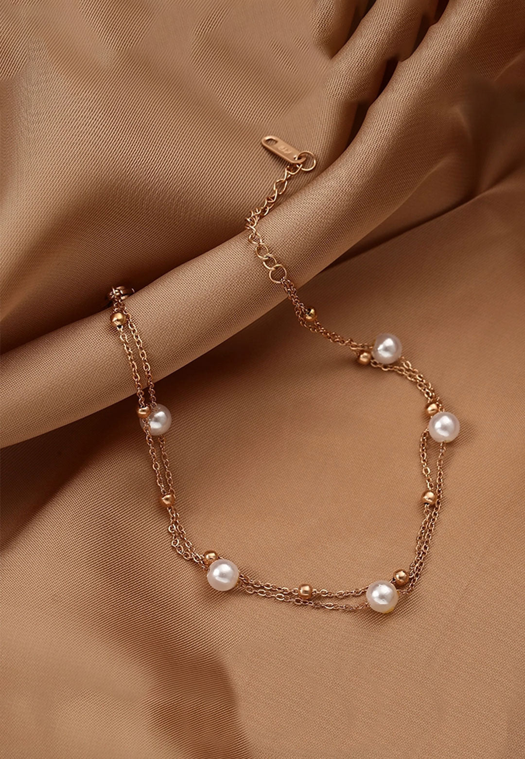 퓨리티 펄 매력과 미니 볼 비즈 멀티 레이어 체인 팔찌
