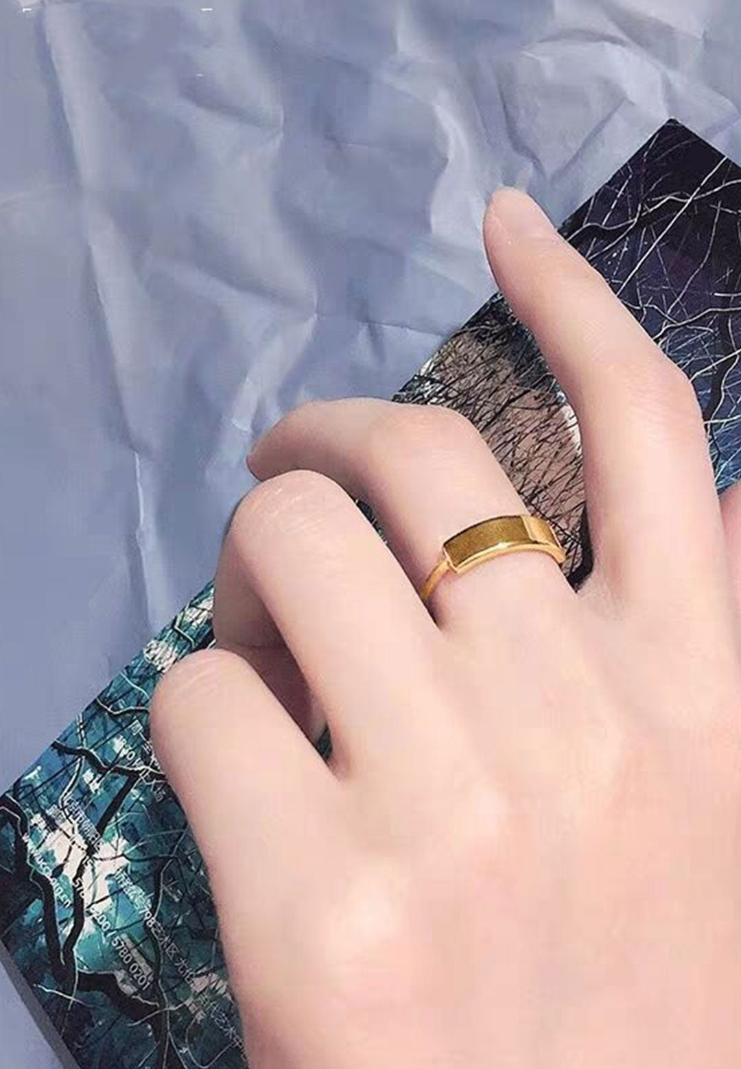헤스티아  미니멀리스트 각인가능한 플레이트 슬림 밴드 반지 (골드)