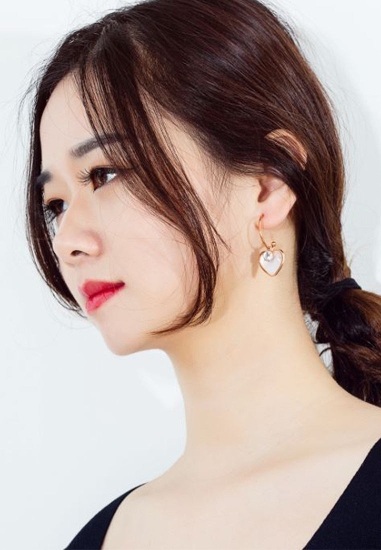 마조리 화이트 진주모 지르코니아 솔리테어 귀걸이 (로즈 골드)