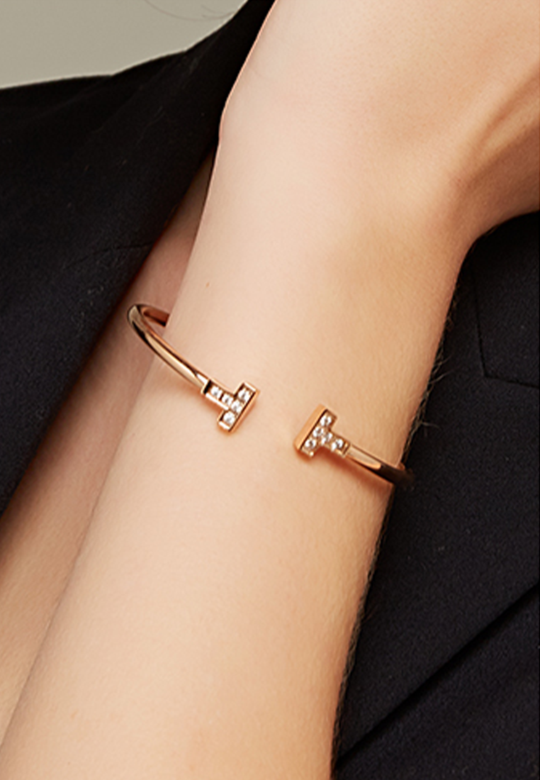 앙투아네트 지르코니아 슬림 오픈 커프 팔찌