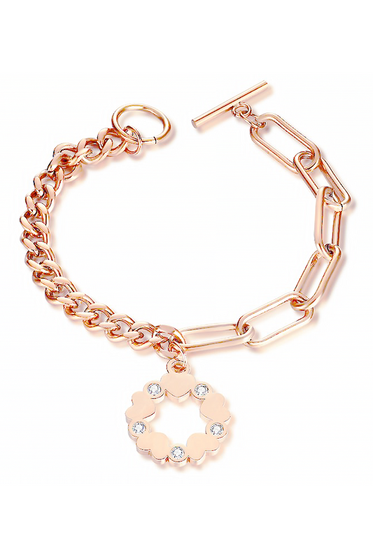 비너스 CZ 사랑의 화환 펜던트 토글 걸쇠 팔찌