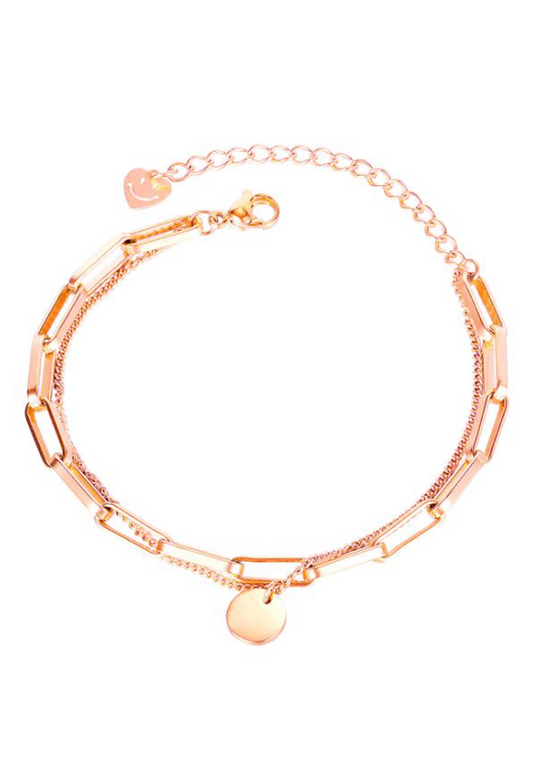 루카스 미니 메달리온 펜던트 멀티 체인 링크 팔찌