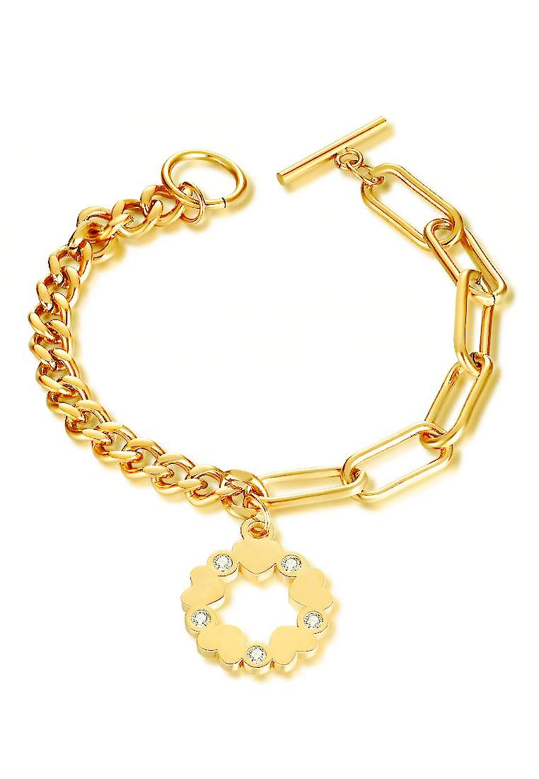 비너스 CZ 사랑의 화환 펜던트 토글 걸쇠 팔찌