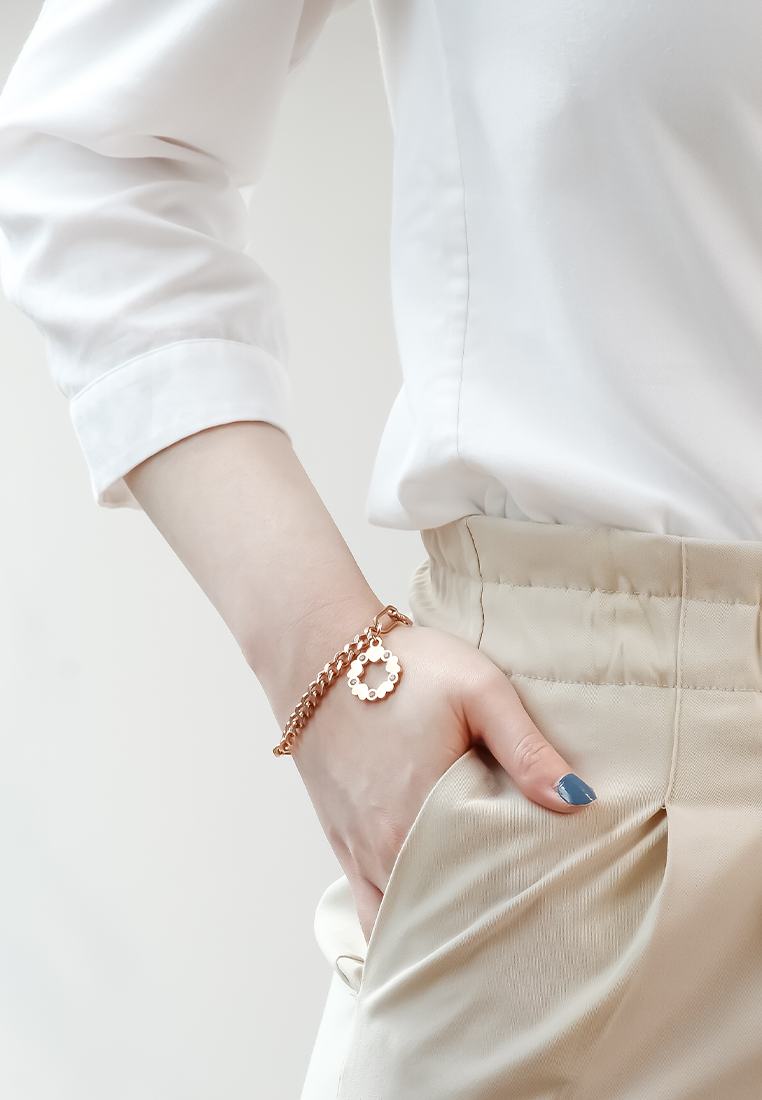 비너스 CZ 사랑의 화환 펜던트 토글 걸쇠 팔찌