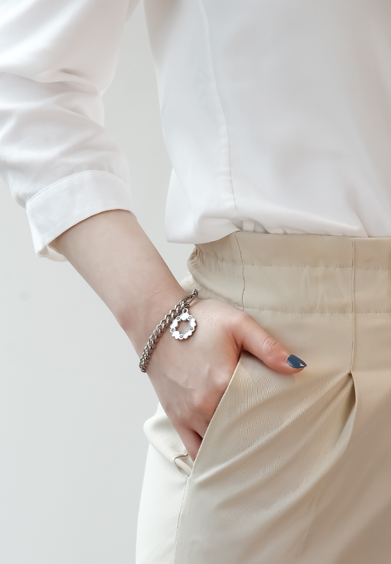 비너스 CZ 사랑의 화환 펜던트 토글 걸쇠 팔찌