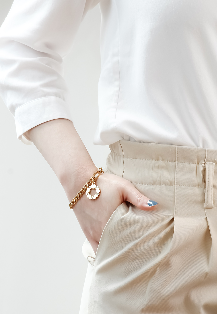 비너스 CZ 사랑의 화환 펜던트 토글 걸쇠 팔찌